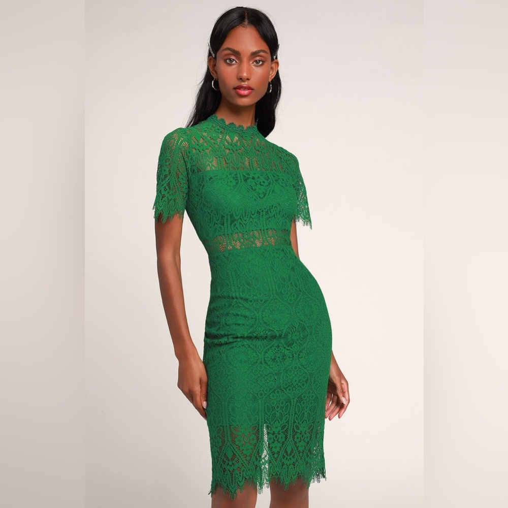 Lulu’s remarkable lace dress in green